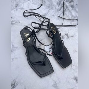 Tie-up heeled sandals